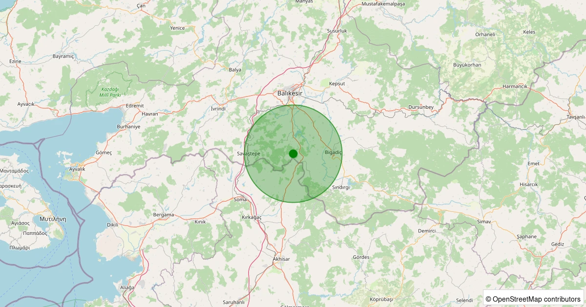22 Ekim 2025 saat 22:18 - Altıeylül - Dedeburnu - 3.00ml depreminin harita gösterimi
