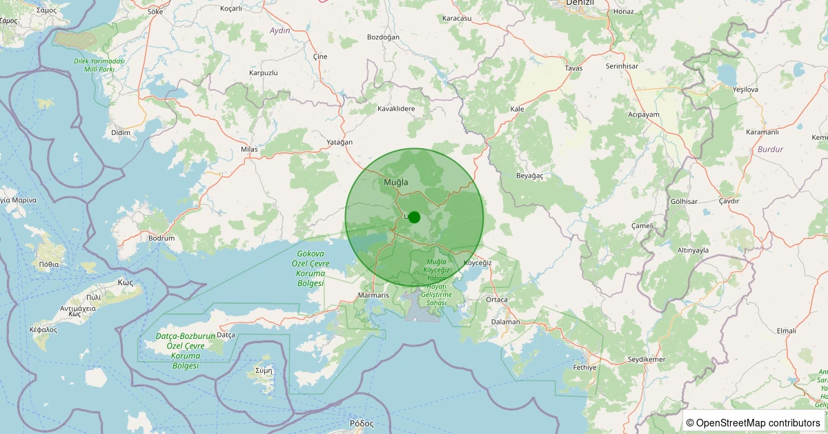 23 Ekim 2025 saat 01:31 - Ula - Alparslan - 1.60ml depreminin harita gösterimi