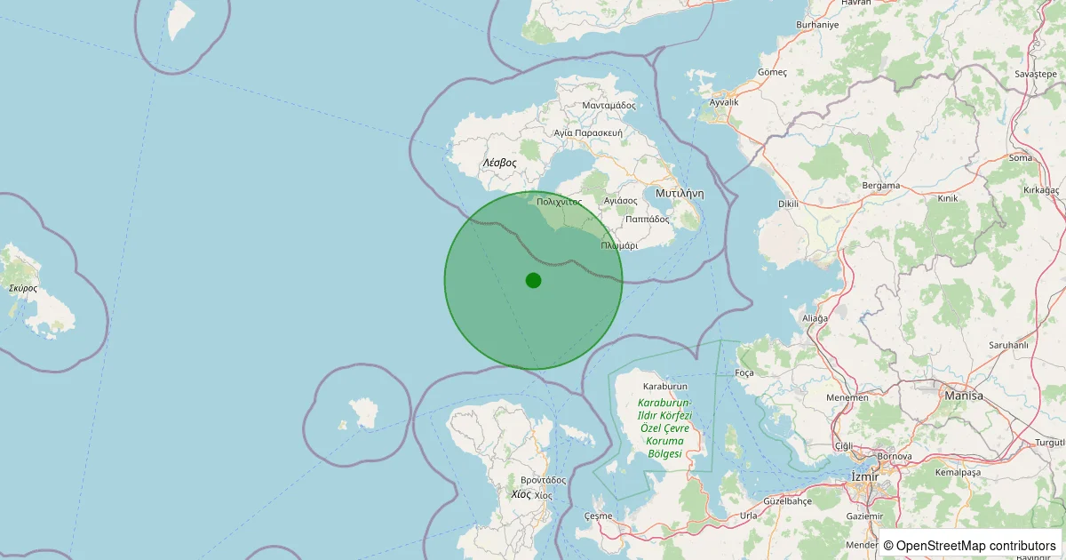 05 Ekim 2025 saat 17:28 - Ege Denizi - [37.33 km] Karaburun - 1.60ML depreminin harita gösterimi
