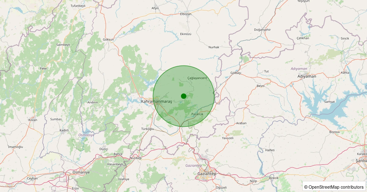 23 Ekim 2025 saat 02:09 - Dulkadiroğlu - Küçüknacar - 1.80ml depreminin harita gösterimi