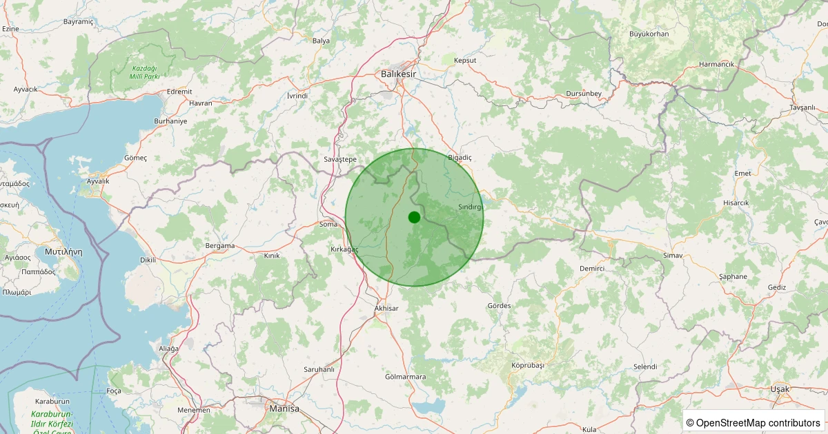 23 Ekim 2025 saat 03:47 - Kırkağaç - Dualar - 1.80ml depreminin harita gösterimi