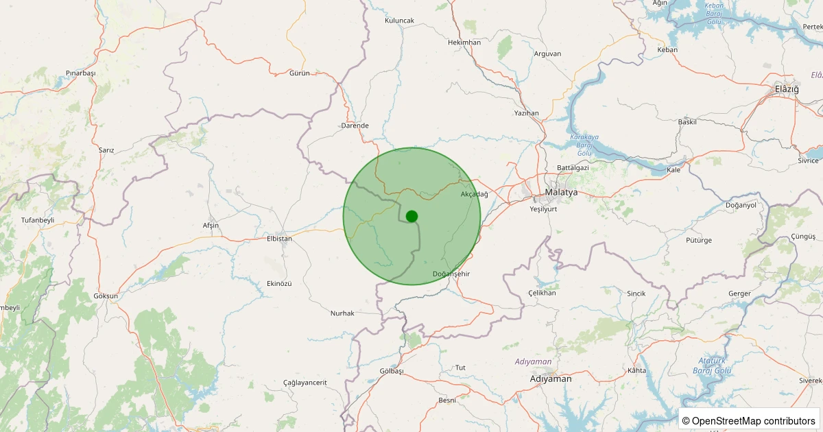 23 Ekim 2025 saat 03:22 - Akçadağ - Harunuşağı - 1.10ML depreminin harita gösterimi