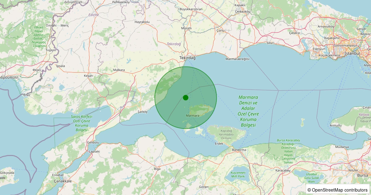 23 Ekim 2025 saat 06:51 - Marmara Denizi - [11.01 km] Marmara (Balıkesir) - 1.50ML depreminin harita gösterimi