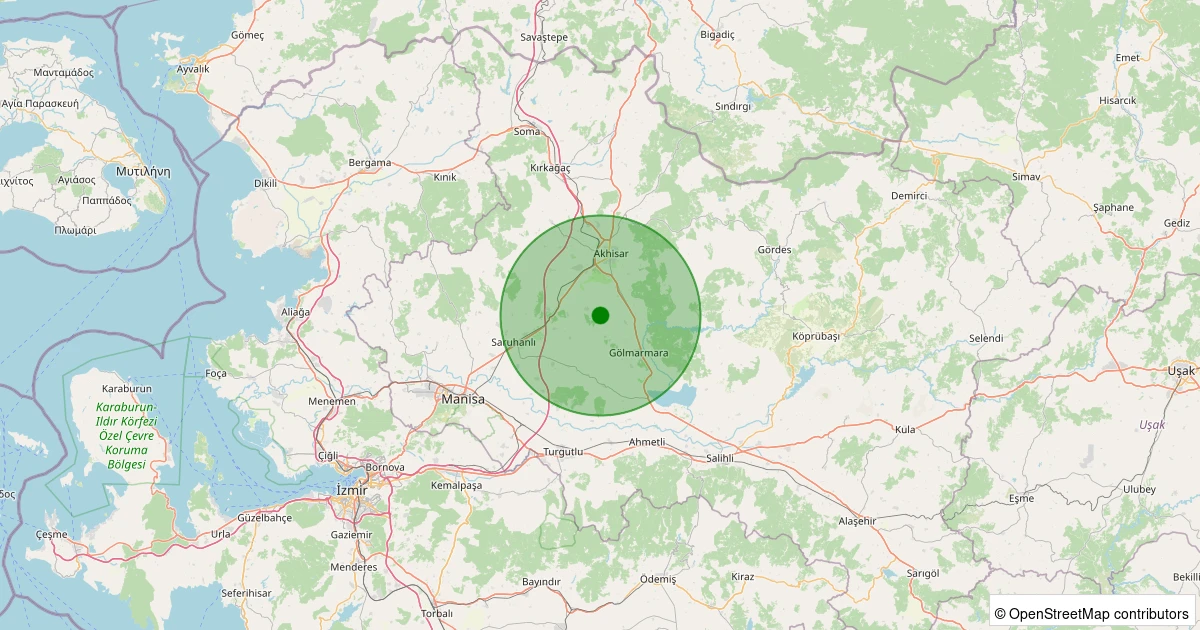 23 Ekim 2025 saat 08:13 - Akhisar - Sazoba Köyü - 2.00ml depreminin harita gösterimi
