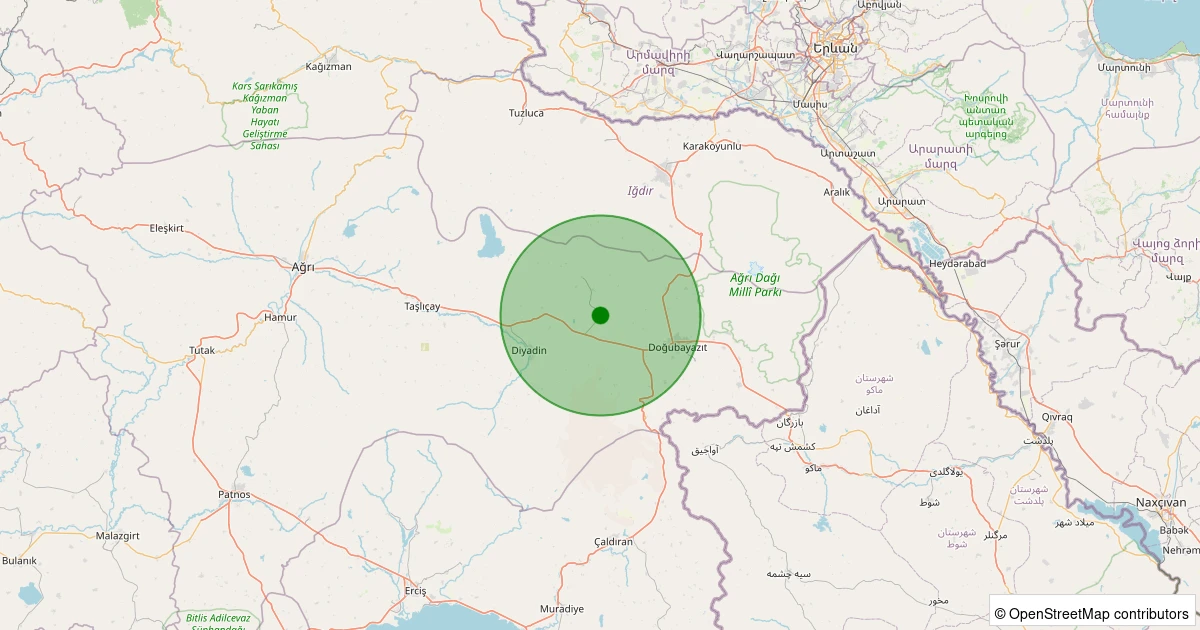 23 Ekim 2025 saat 18:24 - Doğubayazıt - Subeşiği Köyü - 1.30ml depreminin harita gösterimi