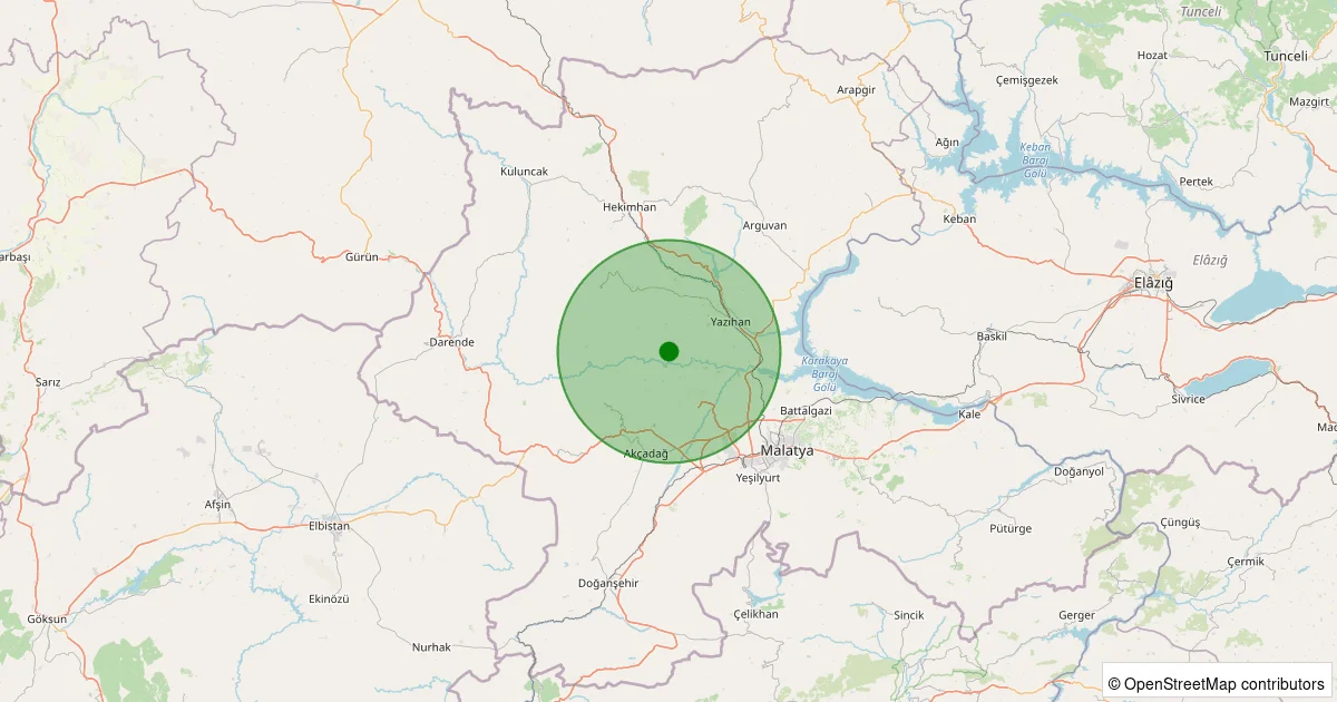 05 Ekim 2025 saat 21:58 - Yazıhan - 1.40ML depreminin harita gösterimi