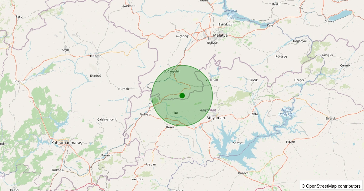 23 Ekim 2025 saat 19:30 - Doğanşehir - Gedikağzı - 1.00ML depreminin harita gösterimi