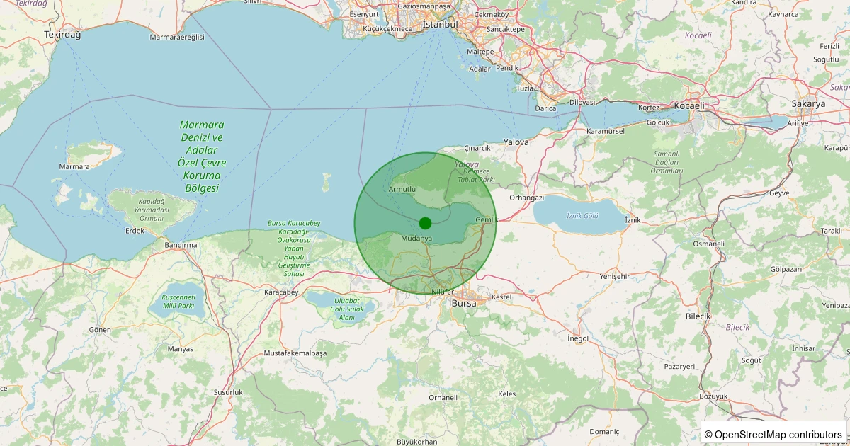 24 Ekim 2025 saat 00:33 - GEMLIK - 1.70ml depreminin harita gösterimi