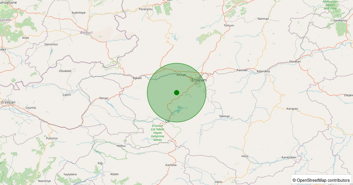 24 Ekim 2025 saat 06:07 - Aziziye - Özbek - 3.40ml depreminin harita gösterimi