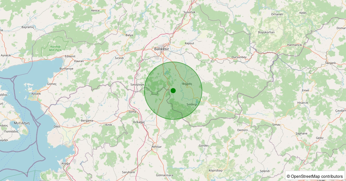 24 Ekim 2025 saat 06:13 - Sındırgı - Gölcük - 1.50ml depreminin harita gösterimi