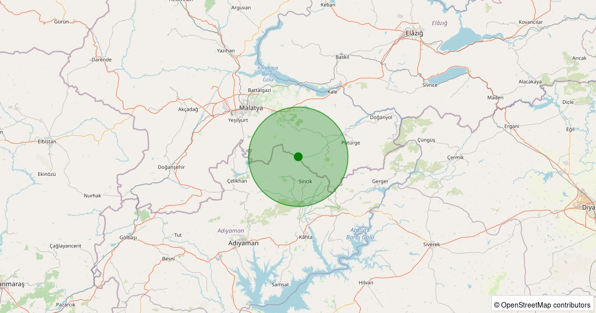 24 Ekim 2025 saat 06:22 - Pütürge - Arıtoprak Köyü - 1.00ml depreminin harita gösterimi