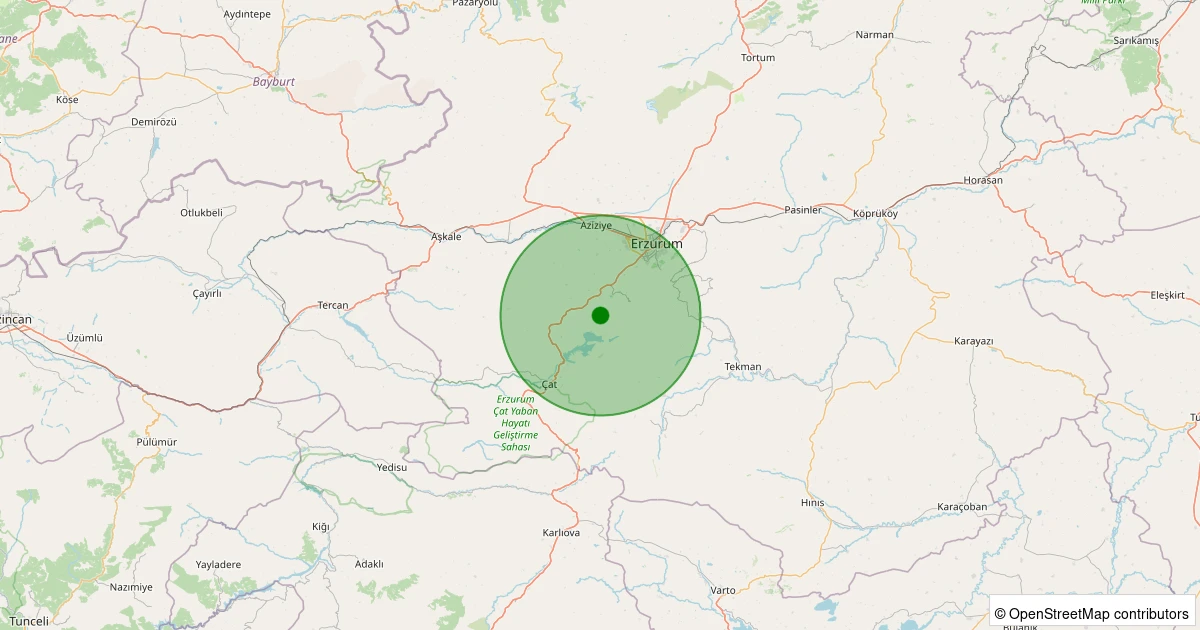 24 Ekim 2025 saat 07:12 - Palandöken - Yağmurcuk - 1.60ML depreminin harita gösterimi