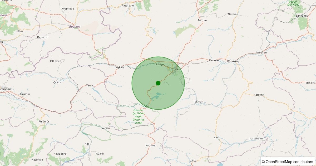 24 Ekim 2025 saat 07:34 - Palandöken - Kümbet - 1.60ML depreminin harita gösterimi