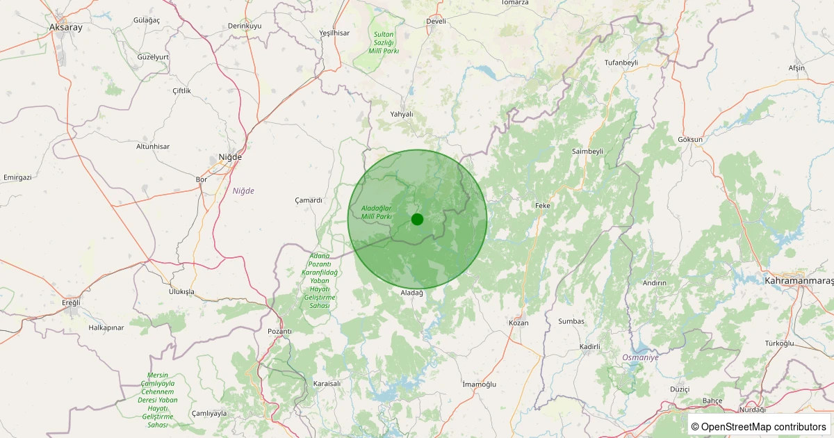24 Ekim 2025 saat 09:36 - Yahyalı - Büyük Çakır - 1.00ml depreminin harita gösterimi