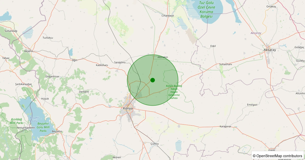 24 Ekim 2025 saat 13:21 - Selçuklu - Eğribayat Köyü - 1.10ML depreminin harita gösterimi