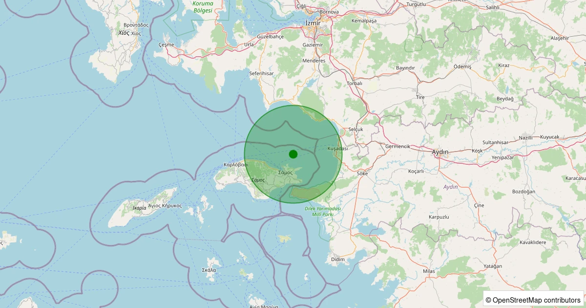 24 Ekim 2025 saat 13:41 - KUSADASI - 3.00ml depreminin harita gösterimi