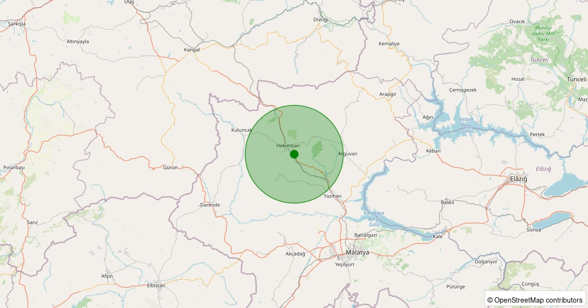 24 Ekim 2025 saat 14:34 - Hekimhan - Köprülü Mehmetpaşa - 2.30ml depreminin harita gösterimi