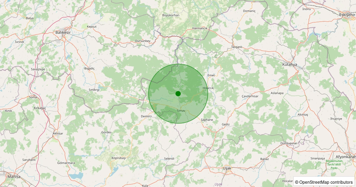 24 Ekim 2025 saat 14:55 - Simav - Hamzabey - 1.20ml depreminin harita gösterimi