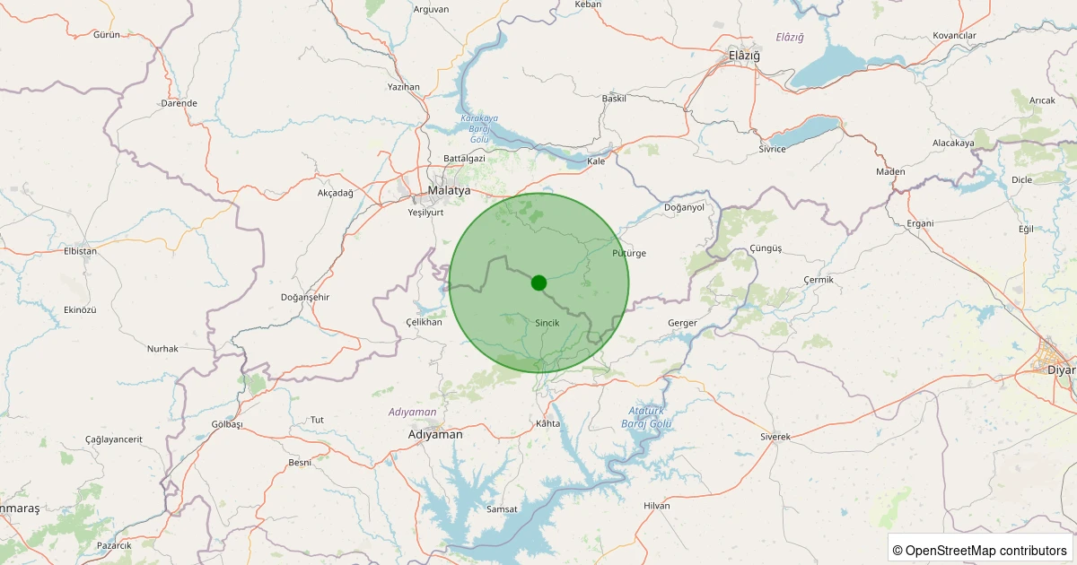 24 Ekim 2025 saat 15:48 - Sincik - Arıkonak Köyü - 1.50ML depreminin harita gösterimi