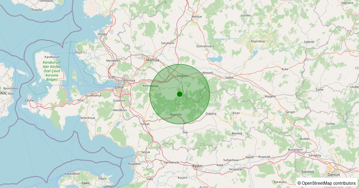 24 Ekim 2025 saat 17:41 - Kemalpaşa - Ovacık - 1.80ml depreminin harita gösterimi