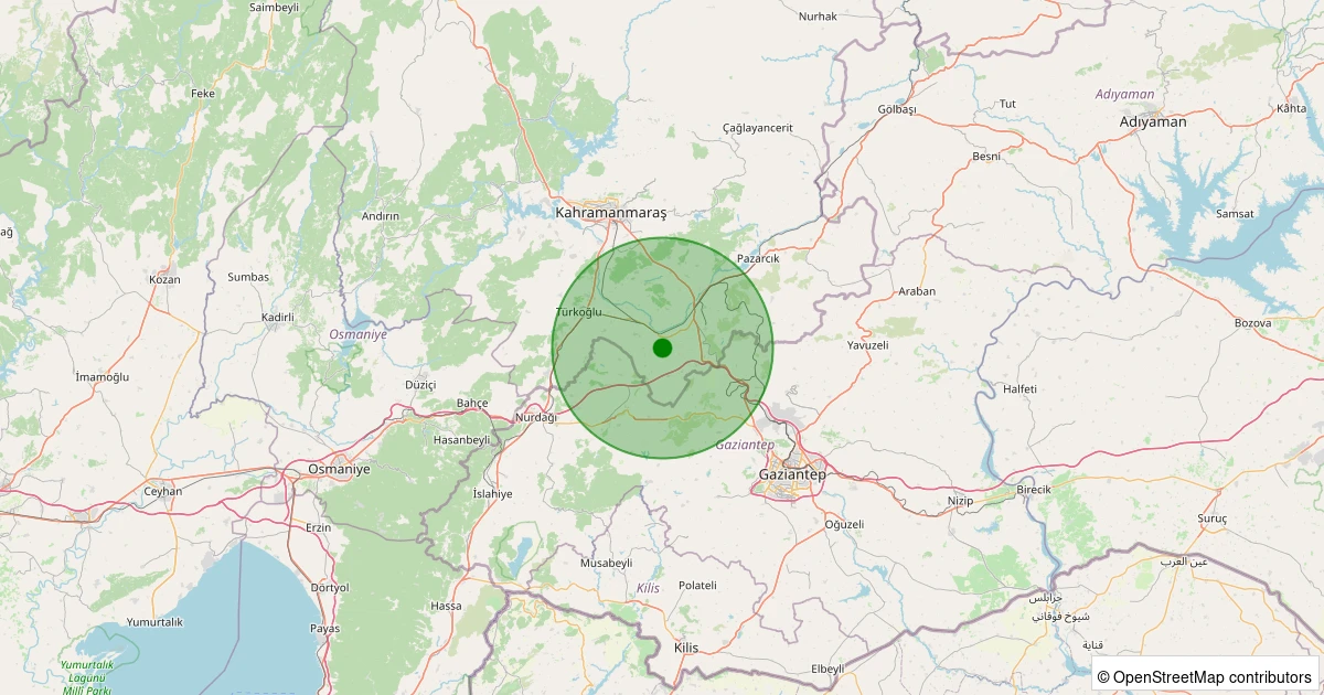24 Ekim 2025 saat 18:26 - Pazarcık - 1.50ml depreminin harita gösterimi