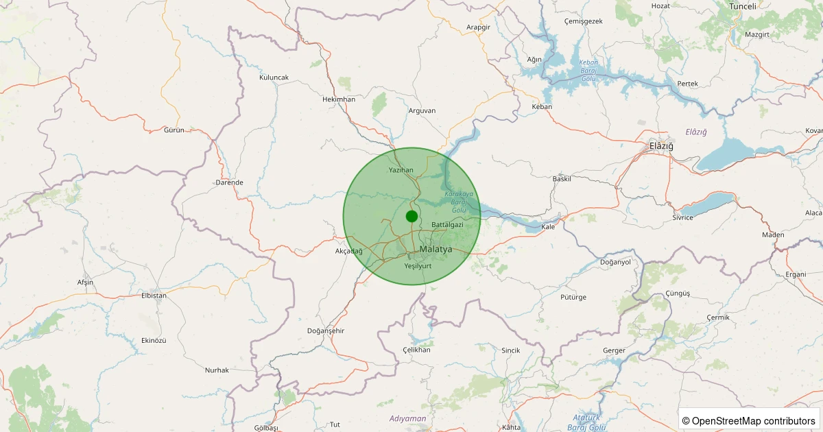 24 Ekim 2025 saat 17:47 - Yeşilyurt - Sütlüce - 1.20ml depreminin harita gösterimi