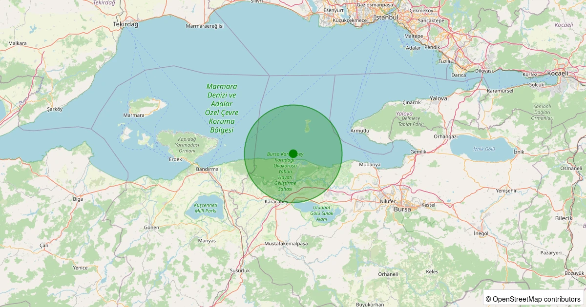 25 Ekim 2025 saat 02:28 - BOGAZ-KARACABEY - 2.30ml depreminin harita gösterimi