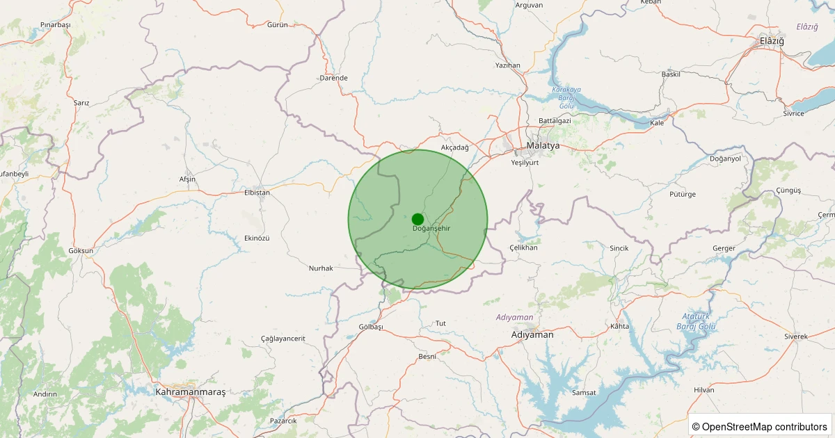 25 Ekim 2025 saat 02:47 - Doğanşehir - Fındık - 1.30ml depreminin harita gösterimi