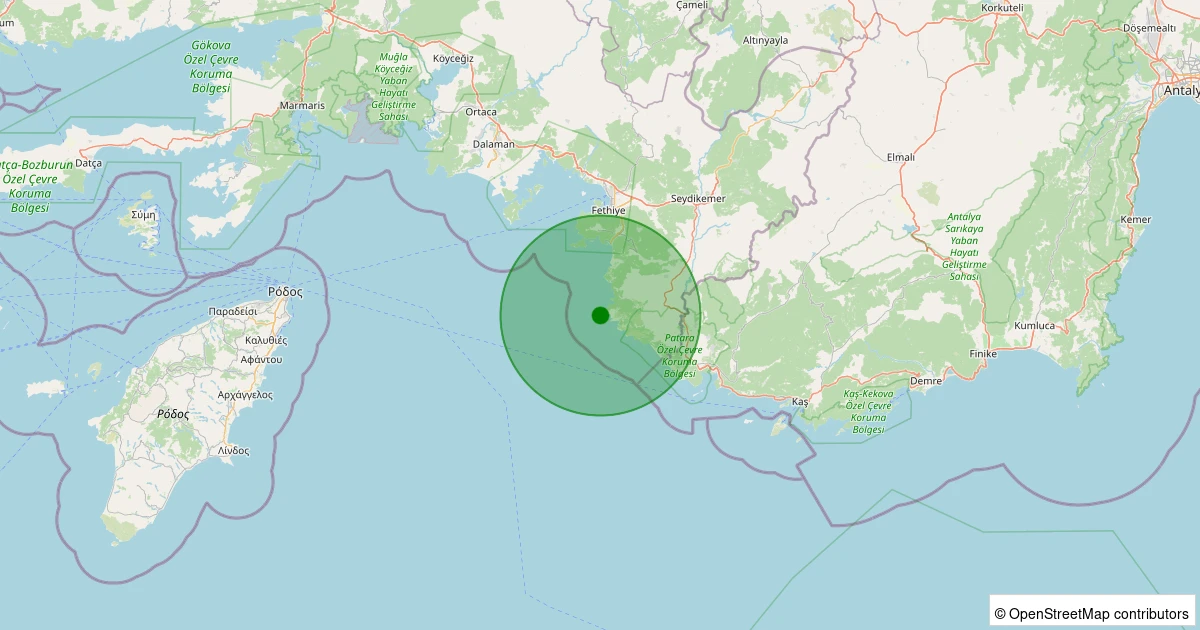 25 Ekim 2025 saat 03:29 - Akdeniz - [09.41 km] Seydikemer (Muğla) - 1.30ML depreminin harita gösterimi