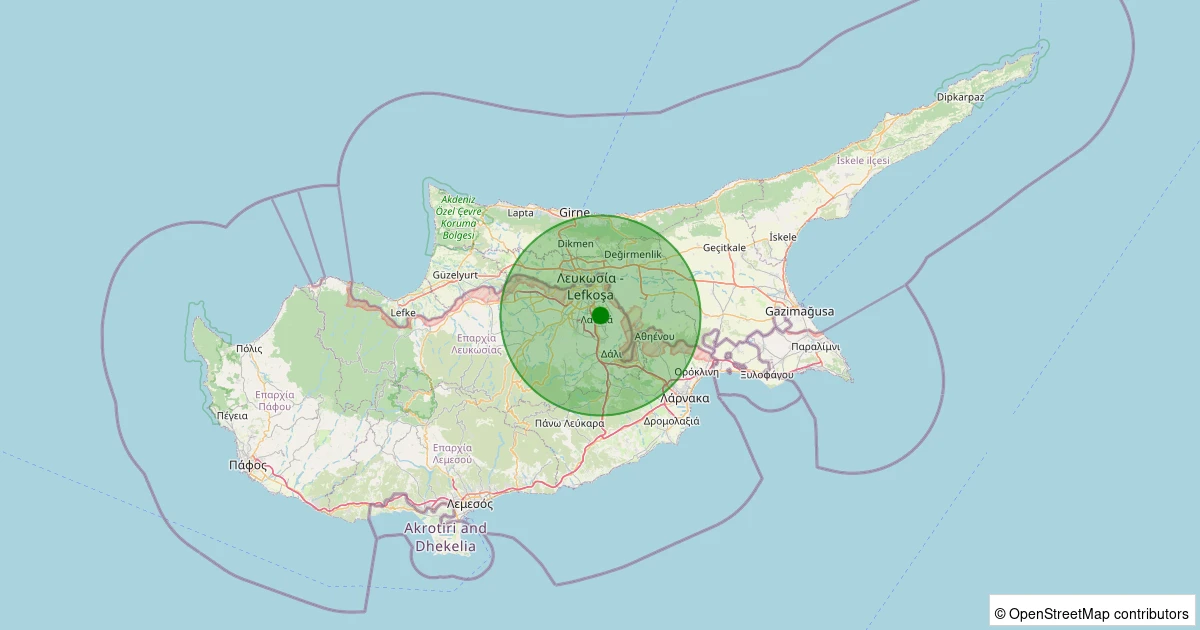 25 Ekim 2025 saat 03:27 - KIBRIS-LEFKOSA - 2.30ml depreminin harita gösterimi