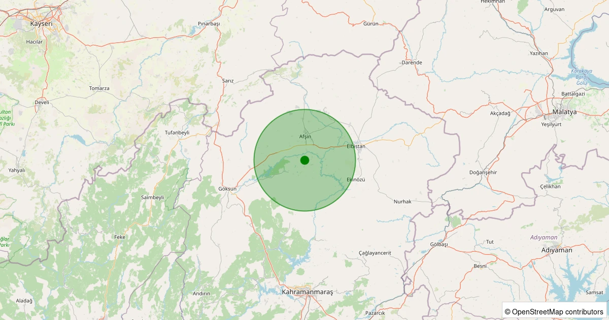 25 Ekim 2025 saat 04:34 - Afşin - Soğucak - 1.70ml depreminin harita gösterimi