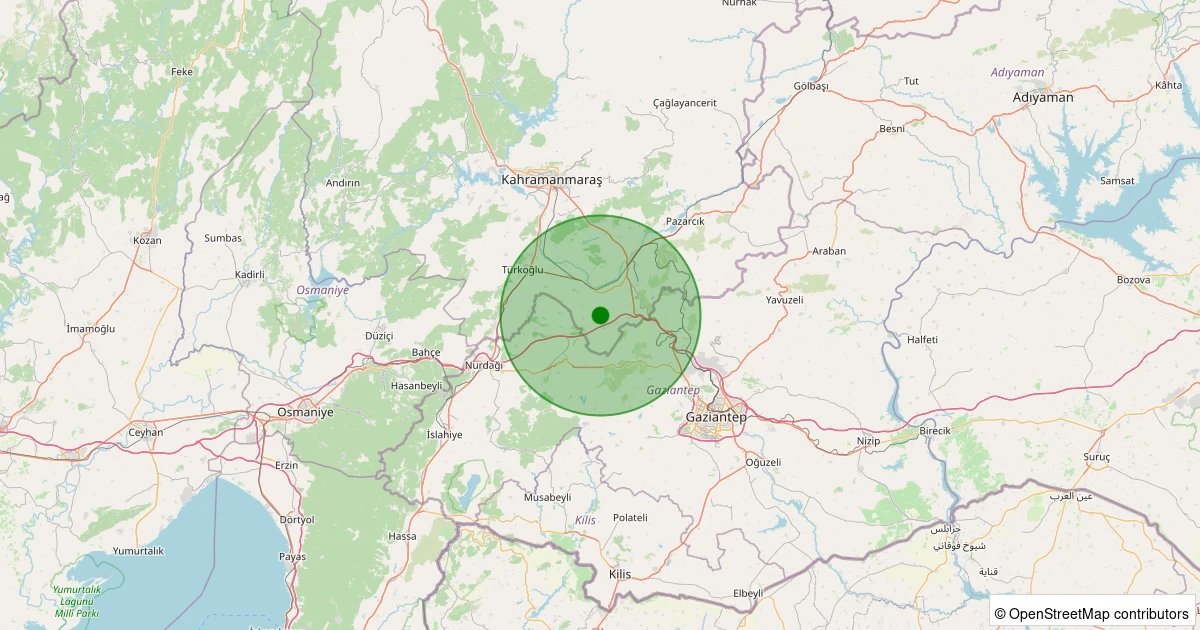 25 Ekim 2025 saat 04:18 - Pazarcık - Evri - 1.20ML depreminin harita gösterimi