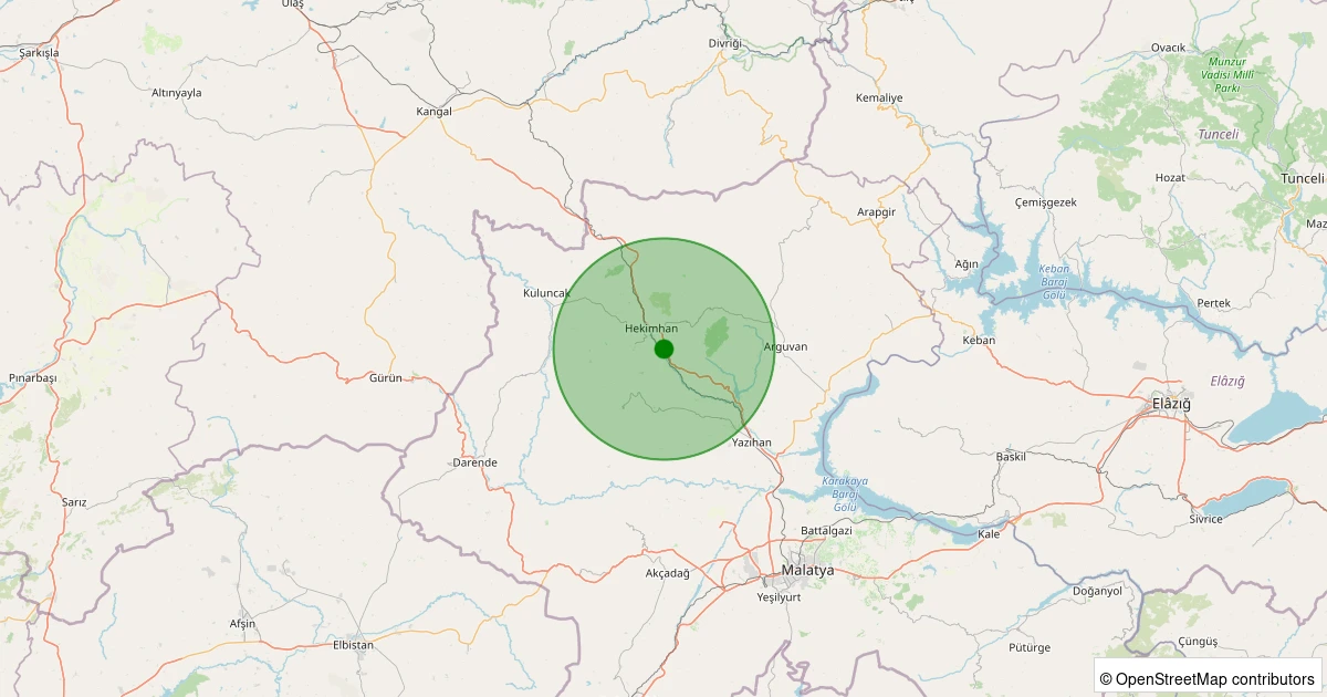 24 Ekim 2025 saat 14:34 - Hekimhan - Yeni - 2.30ml depreminin harita gösterimi