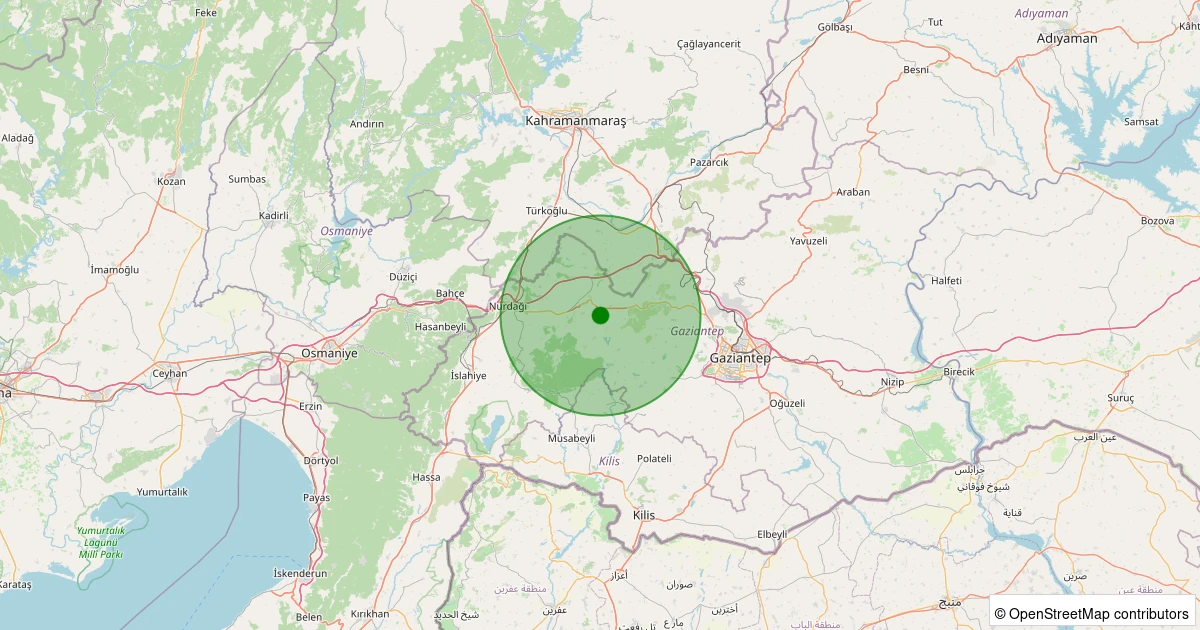24 Ekim 2025 saat 09:05 - Şehitkamil - Atalar - 1.70ml depreminin harita gösterimi