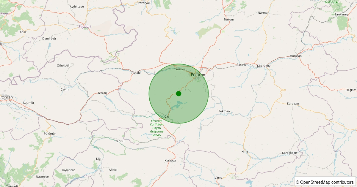 24 Ekim 2025 saat 08:26 - Palandöken - Kümbet - 1.60ml depreminin harita gösterimi