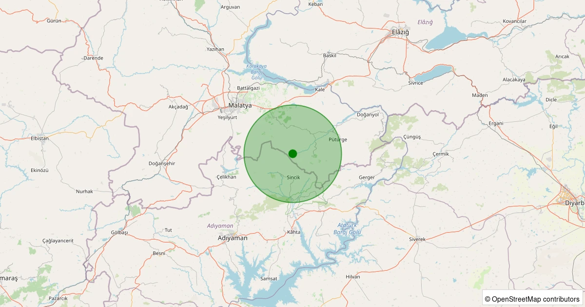 24 Ekim 2025 saat 05:43 - Pütürge - Arıtoprak Köyü - 1.20ml depreminin harita gösterimi