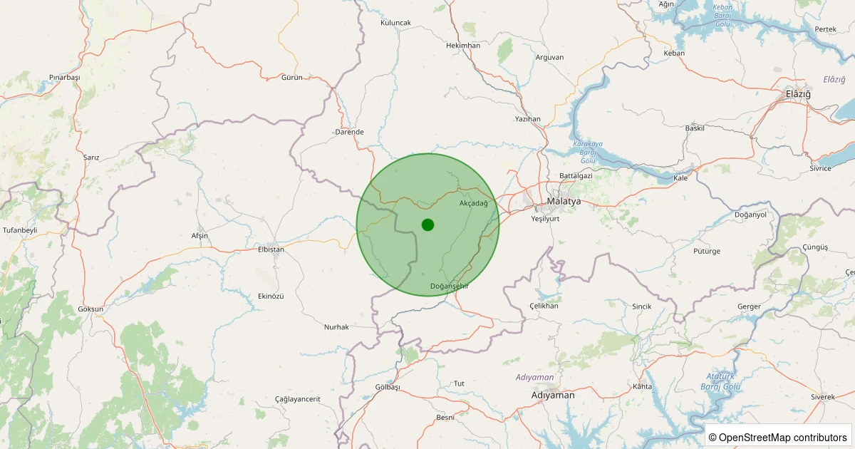24 Ekim 2025 saat 04:07 - Akçadağ - Ortaköy - 1.30ml depreminin harita gösterimi