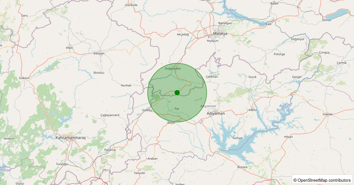 23 Ekim 2025 saat 19:24 - Doğanşehir - Hürriyet - 2.20ml depreminin harita gösterimi