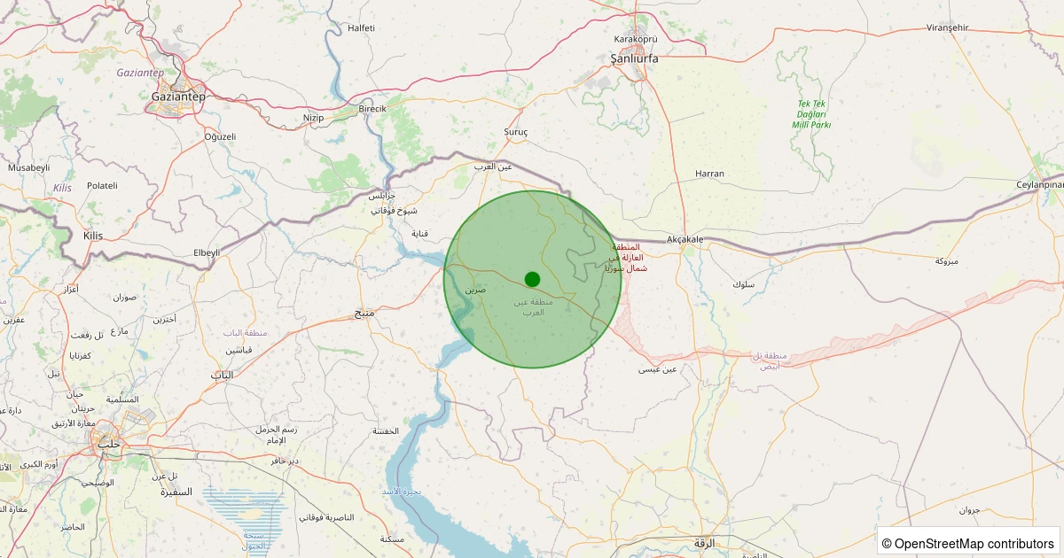 23 Ekim 2025 saat 16:53 - SURIYE - 2.10ml depreminin harita gösterimi