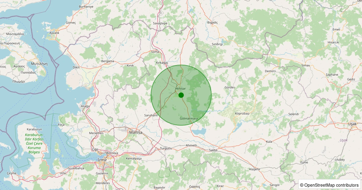 23 Ekim 2025 saat 13:03 - Akhisar - 0.90ml depreminin harita gösterimi