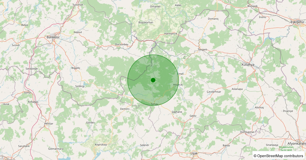 23 Ekim 2025 saat 11:00 - Simav - Eğdemir Köyü - 2.00ml depreminin harita gösterimi