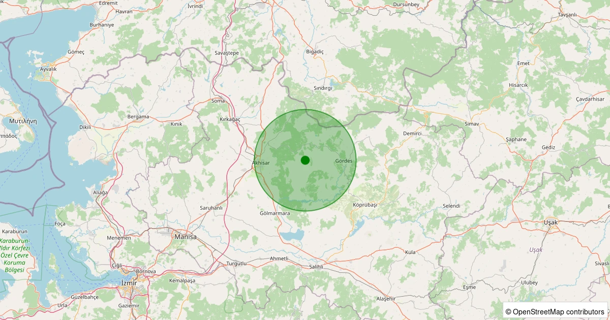 23 Ekim 2025 saat 08:47 - Akhisar - 0.80ml depreminin harita gösterimi