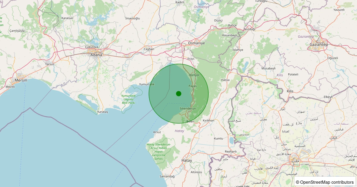23 Ekim 2025 saat 05:46 - ISKENDERUN - 1.70ml depreminin harita gösterimi