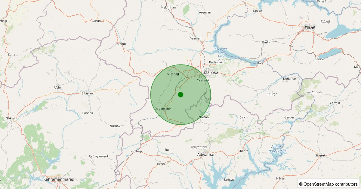 06 Ekim 2025 saat 01:17 - Yeşilyurt - 1.20ML depreminin harita gösterimi