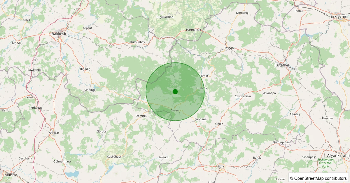 06 Ekim 2025 saat 04:01 - Simav - 2.50ML depreminin harita gösterimi
