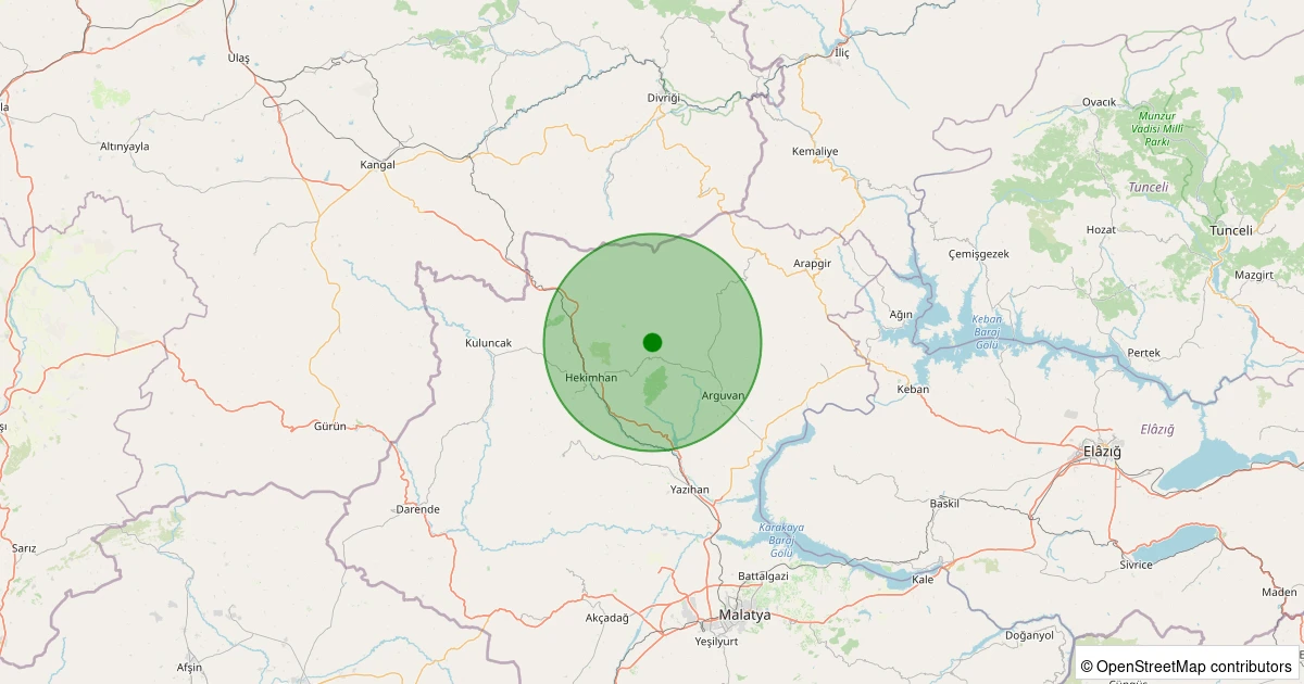 22 Ekim 2025 saat 06:26 - Hekimhan - İğdir Köyü - 1.50ml depreminin harita gösterimi