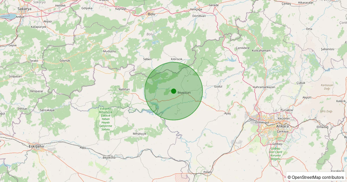 06 Ekim 2025 saat 04:31 - Beypazarı - 2.10ML depreminin harita gösterimi
