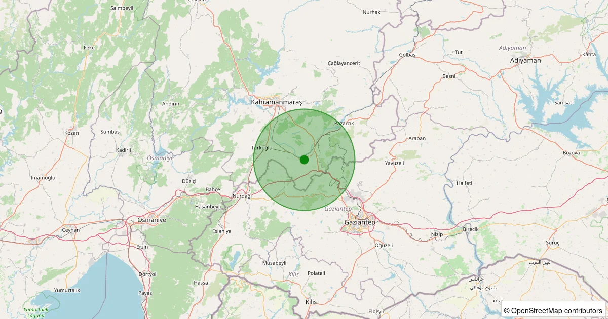 06 Ekim 2025 saat 04:08 - Pazarcık - 1.20ML depreminin harita gösterimi