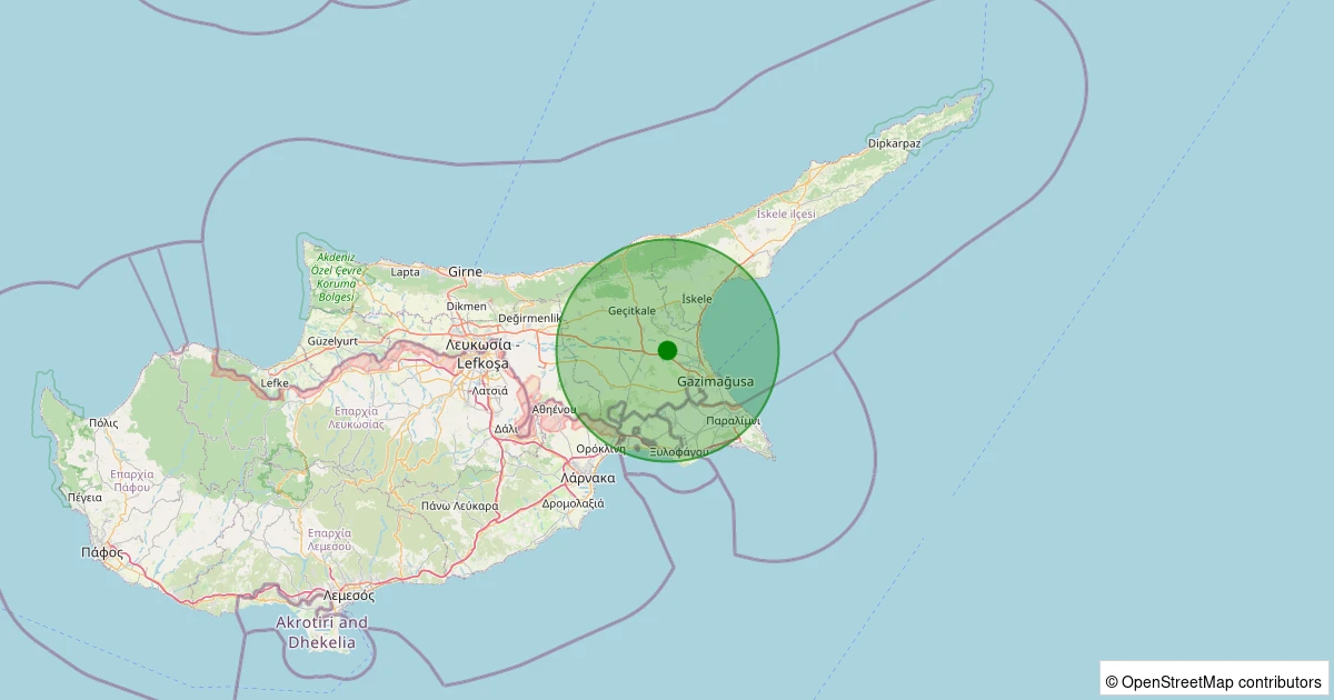 25 Ekim 2025 saat 19:33 - KIBRIS-TUZLA - 2.40ml depreminin harita gösterimi