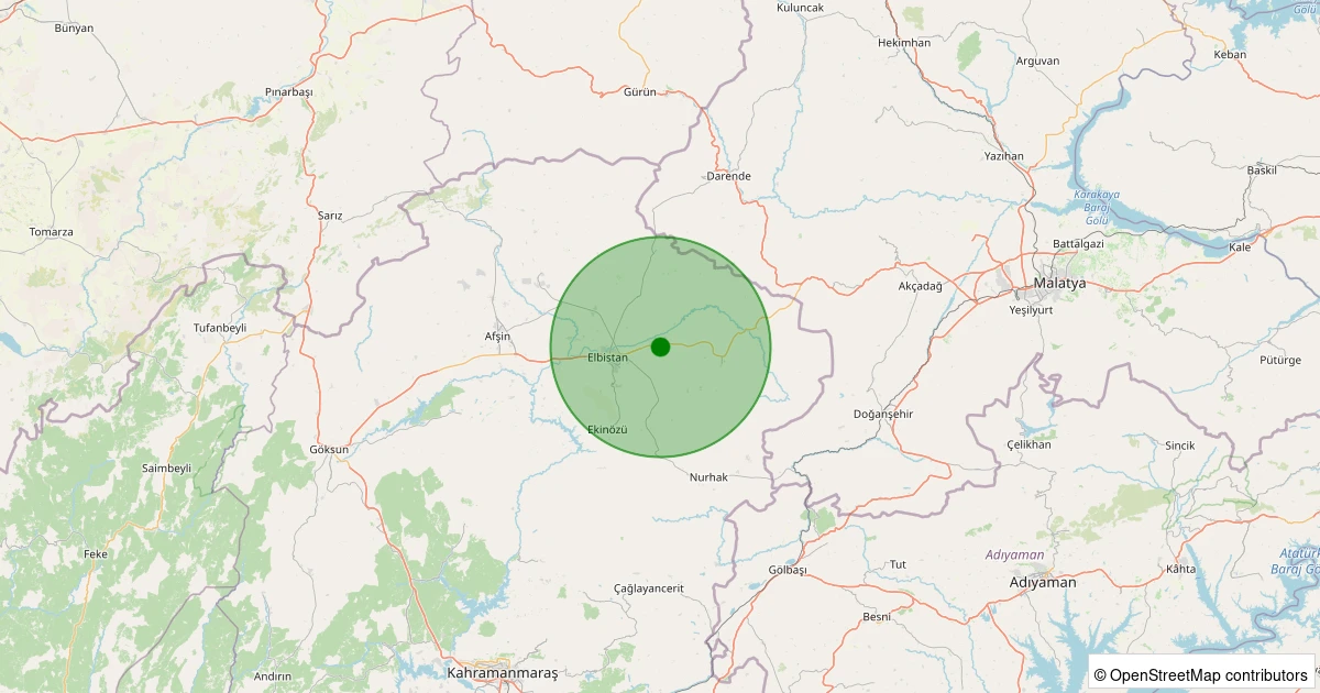 26 Ekim 2025 saat 00:55 - Elbistan - Anbarcık Köyü - 1.70ML depreminin harita gösterimi
